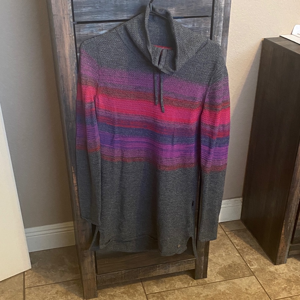 Krimson Klover Gray and Pink Cowl Neck Sweater Tunic